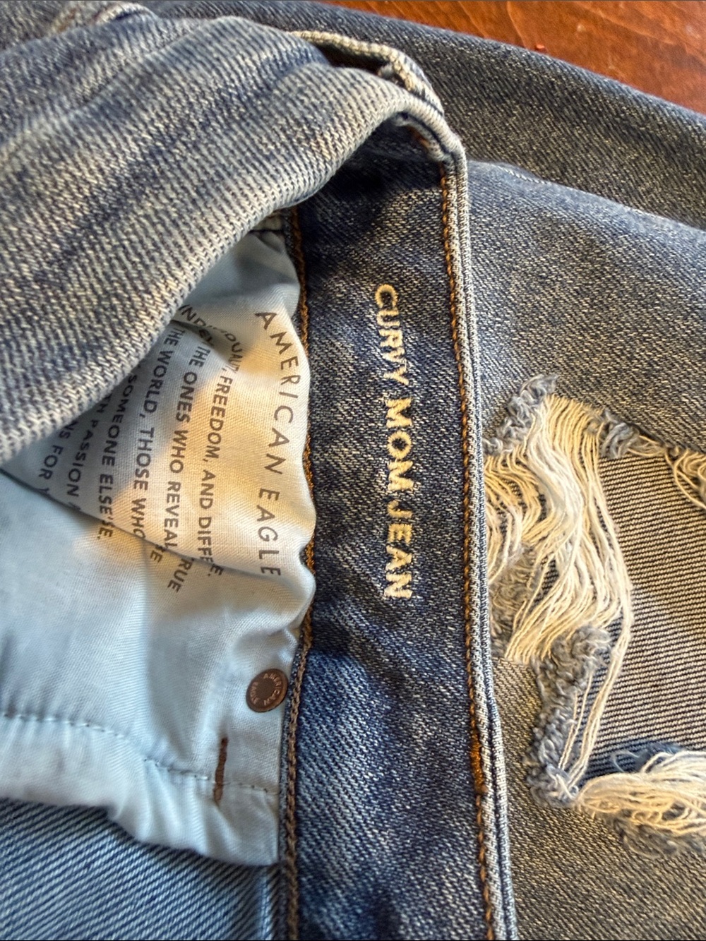 Womens Distressed Blue Denim Jeans - Picture 3 of 5